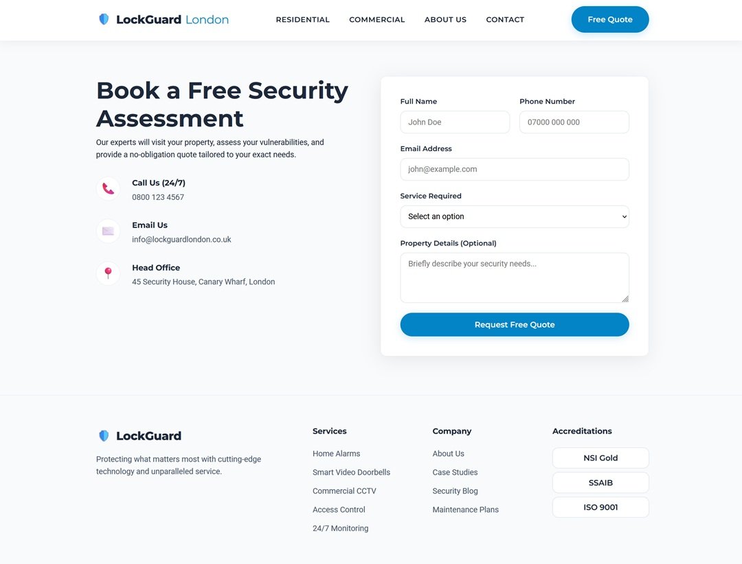 LockGuard London free security assessment form and accreditation footer