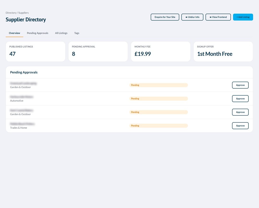 Customer Supplier Directory Management screenshot