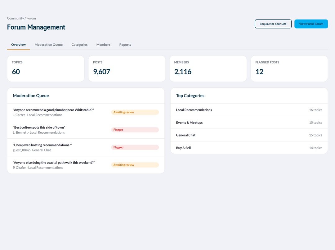 Forum Management screenshot
