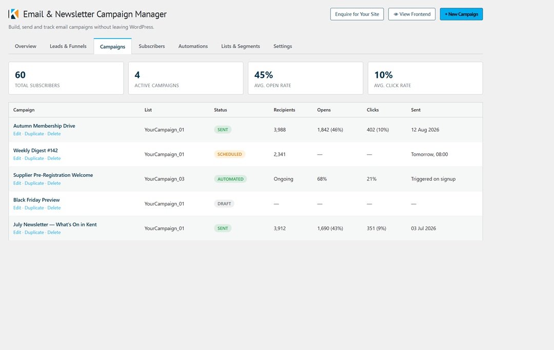 Newsletter Campaign Manager screenshot