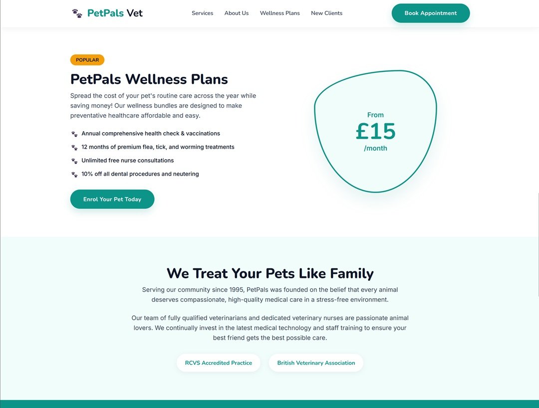 PetPals Veterinary wellness plans pricing and practice accreditations