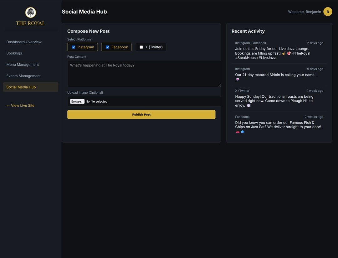 The Royal Social Media Hub for composing and scheduling posts across Instagram, Facebook and X